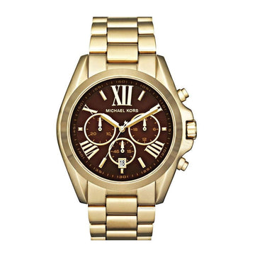 Michael Kors Bradshaw Brown Dial Gold Steel Strap Watch for Women - MK5502