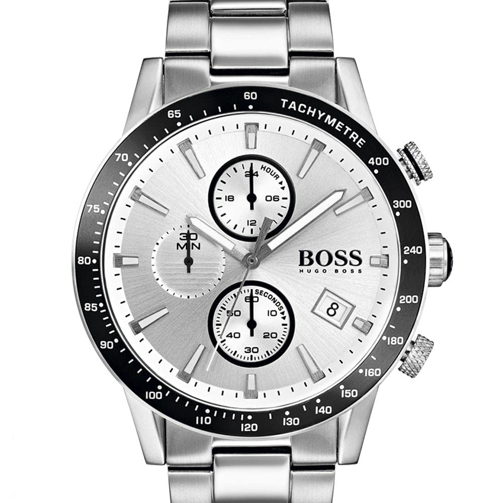 Hugo Boss Rafale Competitive Sport Silver Dial Silver Steel Strap Watch for Men - 1513511