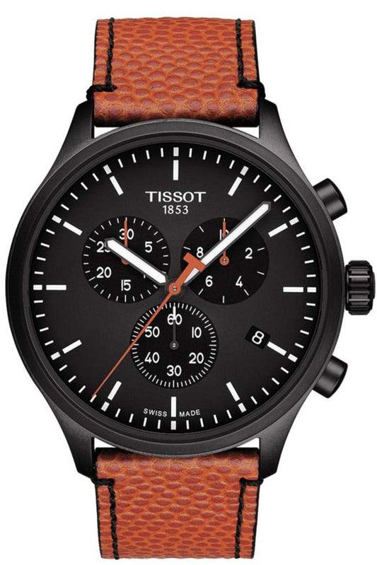 Tissot Chrono XL NBA Special Edition Black Dial Brown Leather Strap Watch for Men - T116.617.36.051.12