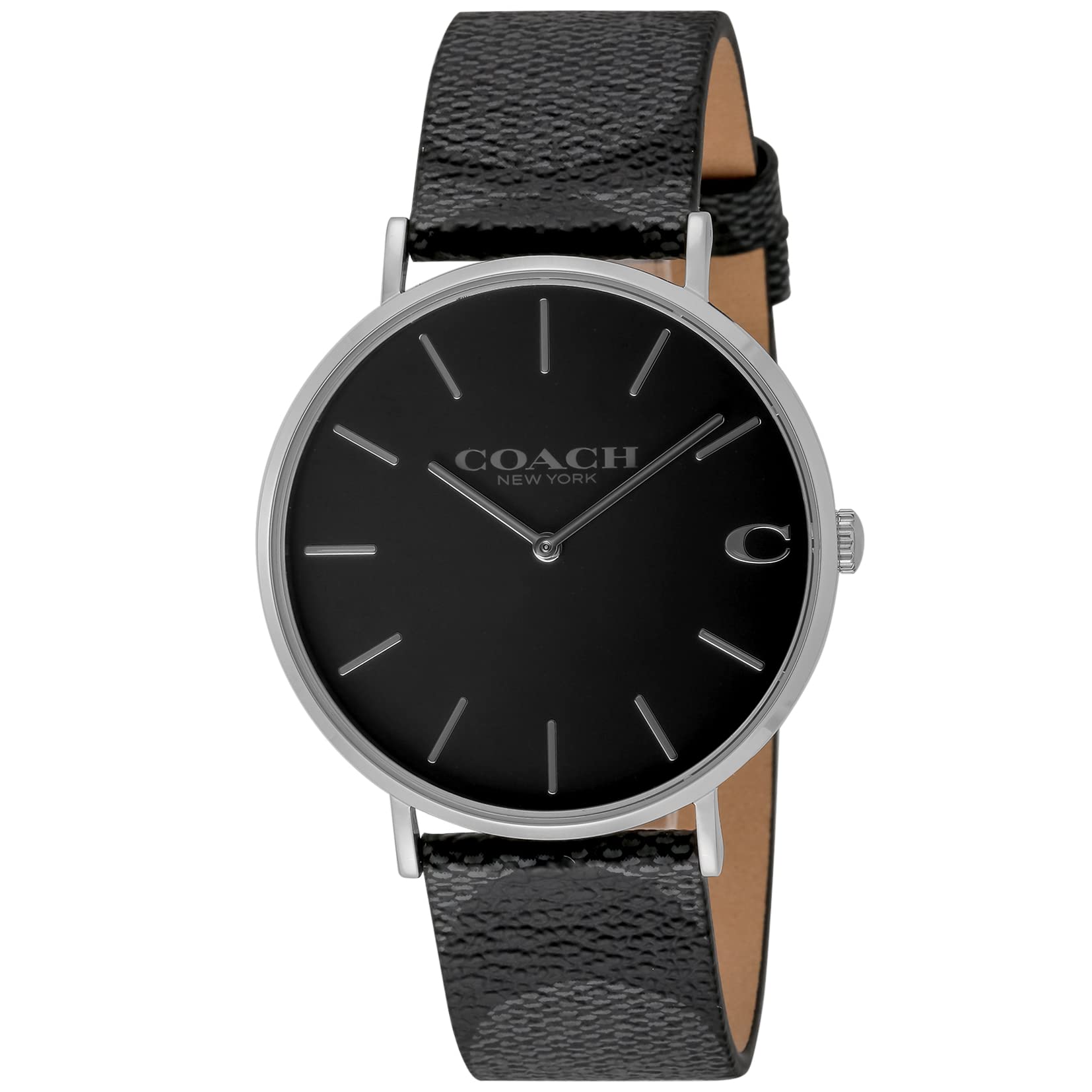 Coach Charles Black Dial Black Leather Strap Watch for Men - 14602157