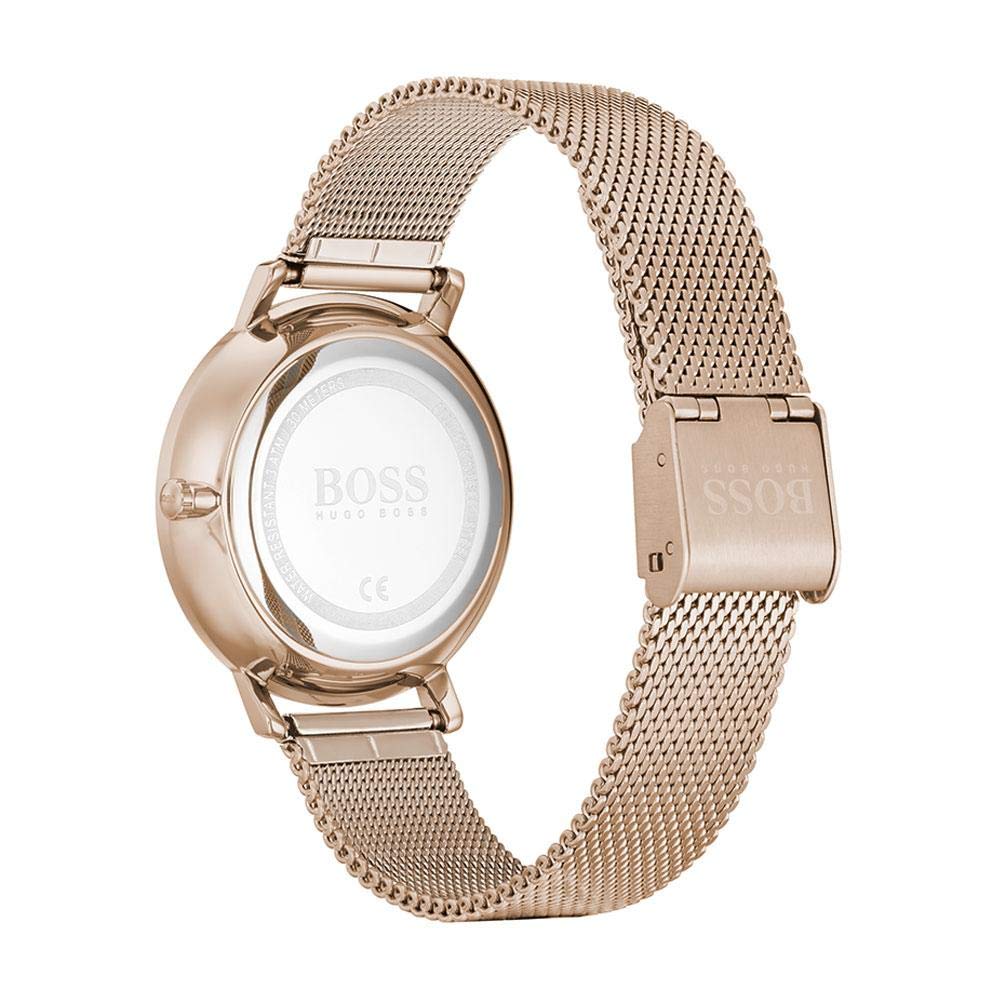 Hugo Boss Infinity Carnation Gold Dial Gold Mesh Bracelet Watch for Women - 1502519