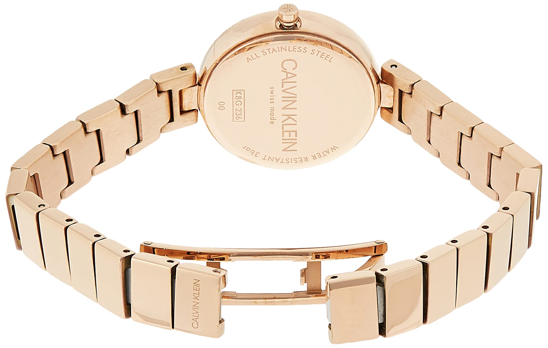 Calvin Klein Authentic White Dial Rose Gold Steel Strap Watch for Women - K8G23646