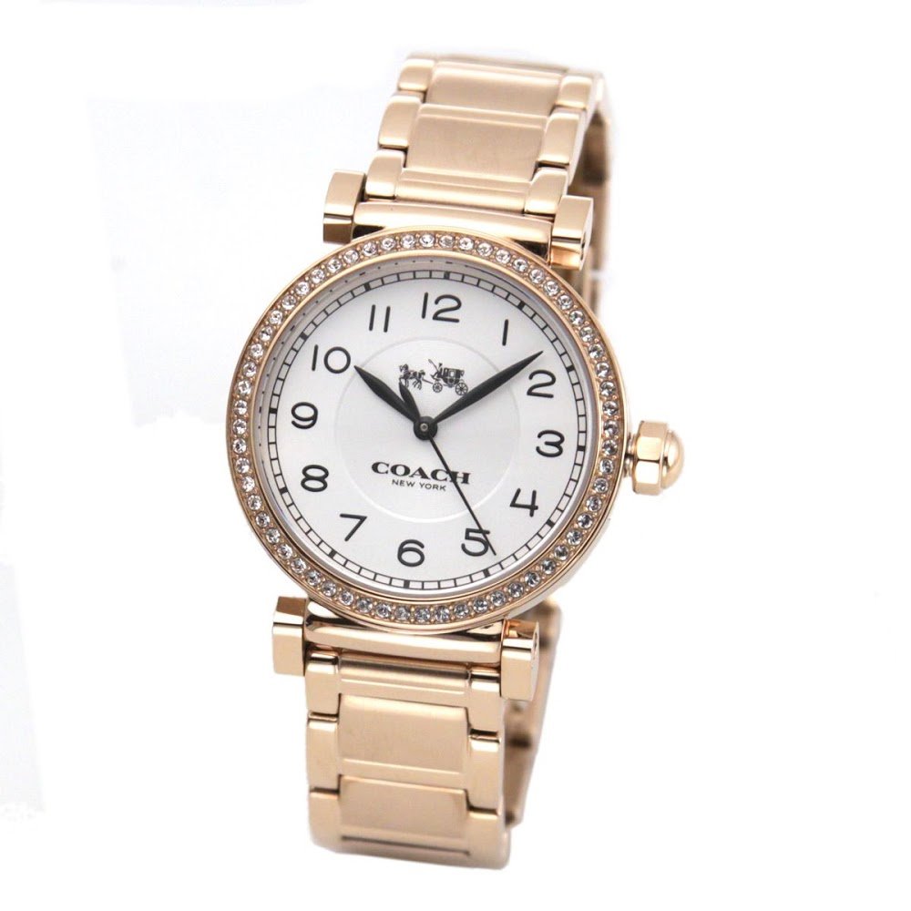 Coach Madison White Dial Rose Gold Steel Strap Watch for Women - 14502398