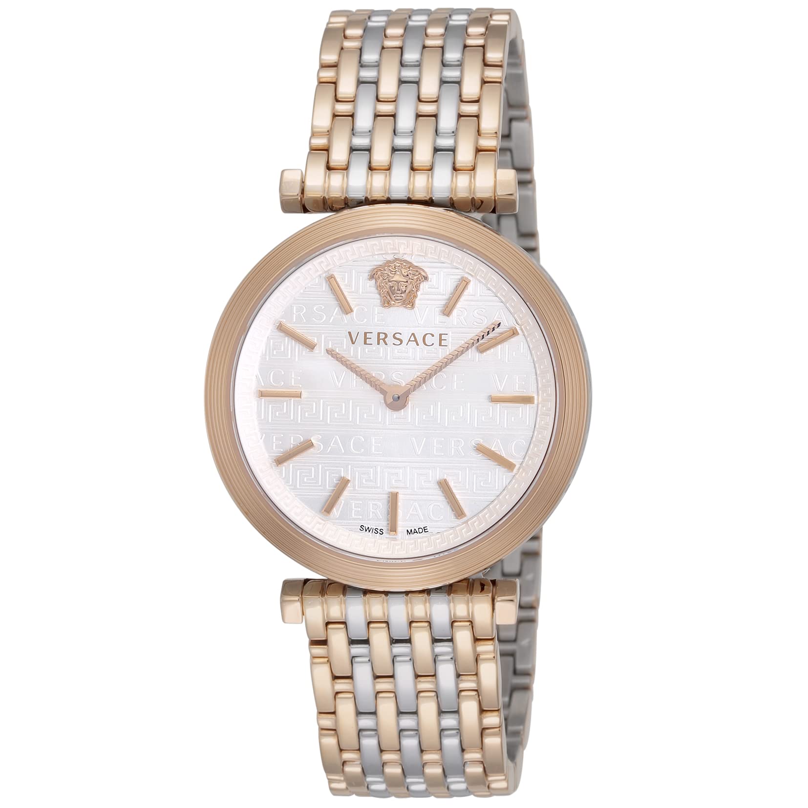 Versace V-Twist White Dial Two Tone Mesh Bracelet Watch for Women - VELS00719