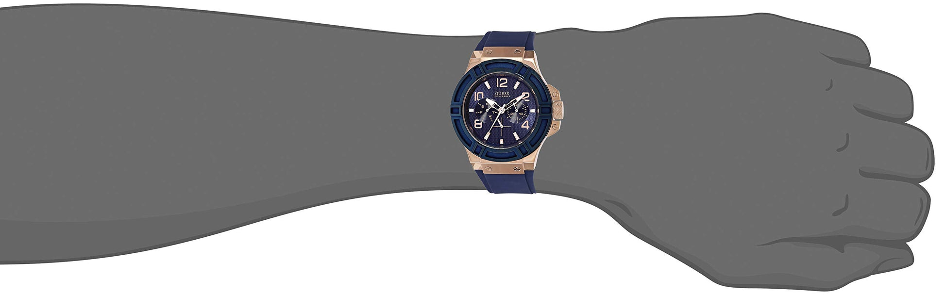 Guess Rigor Blue & Gold Dial Blue Silicone Strap Watch For Men - W0247G3