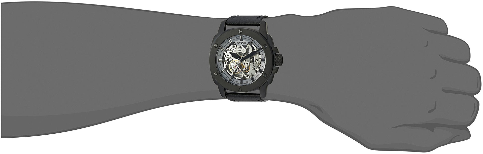 Fossil Modern Machine Automatic Skeleton Grey Dial Black Steel Strap Watch for Men - ME3134