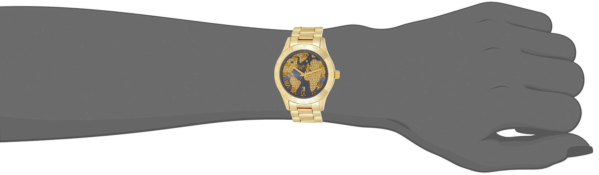 Michael Kors Layton Pave Blue Dial Gold Steel Strap Watch for Women - MK6243