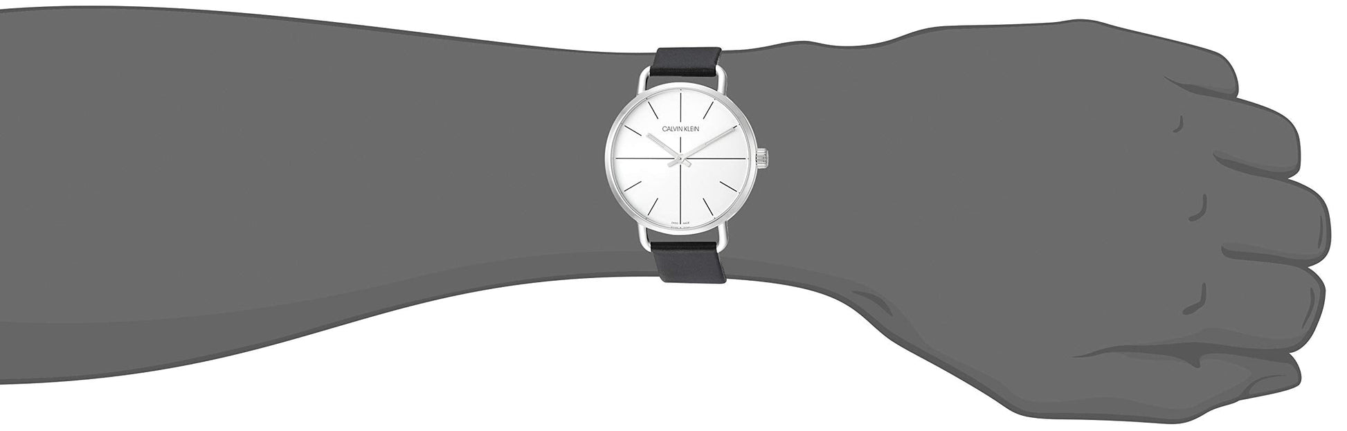 Calvin Klein Even Silver Dial Black Leather Strap Watch for Men - K7B211CY