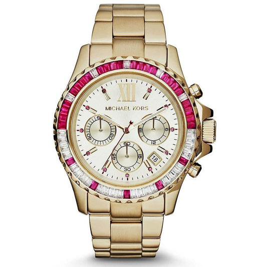 Michael Kors Everest Chronograph Gold Dial Gold Steel Strap Watch for Women - MK5871