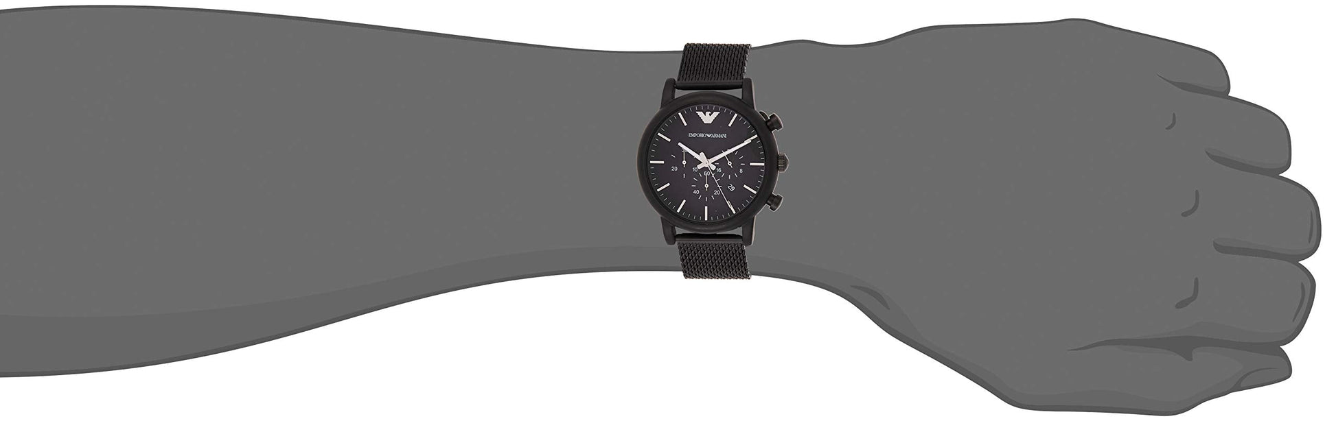 Emporio Armani Sport Chronograph Black Dial Black Mesh Bracelet Watch For Men - AR1968