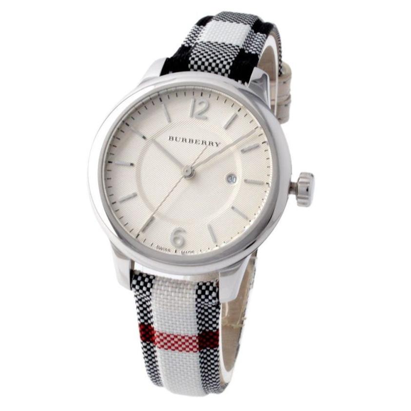 Burberry Classic Silver Dial Horseberry Black Leather Strap Watch for Women - BU10103