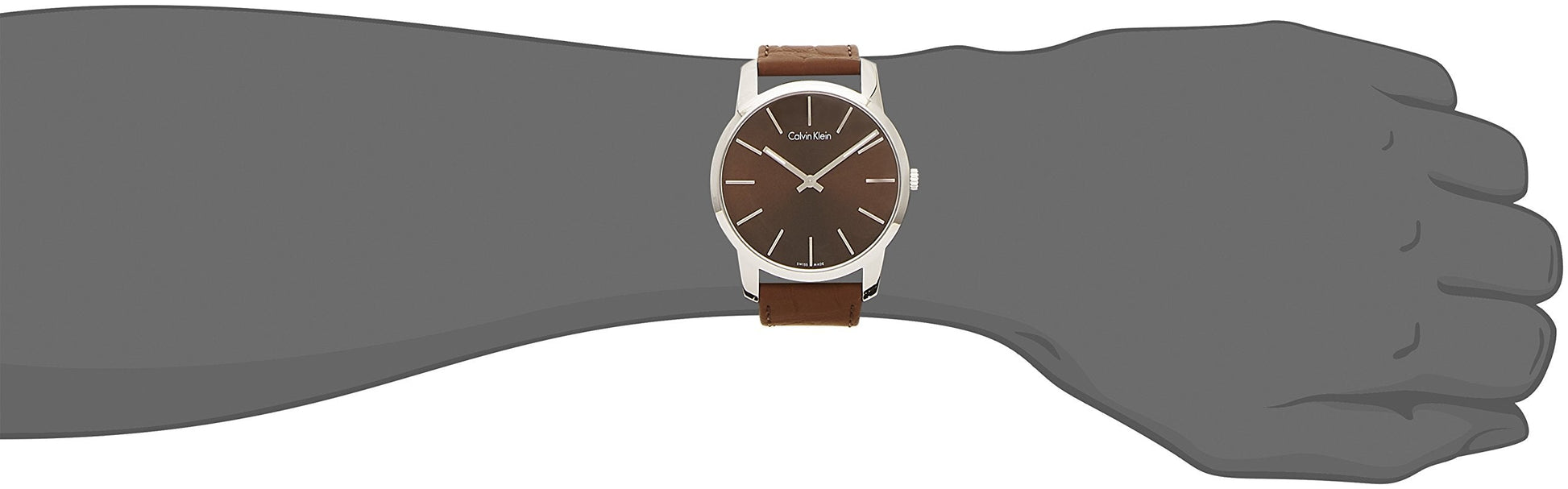 Calvin Klein City Brown Dial Brown Leather Strap Watch for Men - K2G211GK