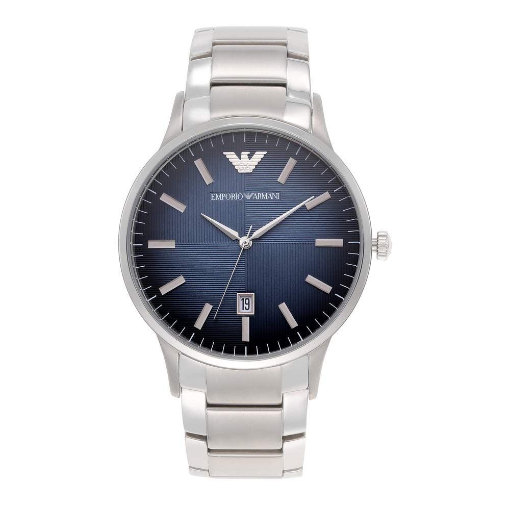 Emporio Armani Renato Quartz Blue Dial Silver Steel Strap Watch For Men - AR11182