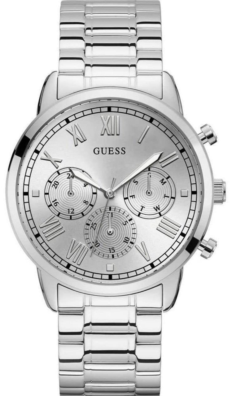 Guess Hendrix Silver Dial Silver Steel Strap Watch for Men - GW0066G1