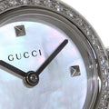 Gucci Diamantissima Diamonds Mother of Pearl Dial Black Leather Strap Watch For Women - YA141511