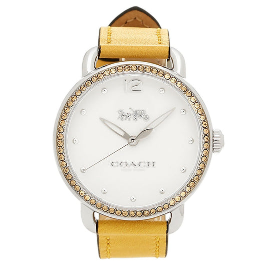 Coach Delancey White Dial Yellow Leather Strap Watch for Women - 14502882