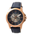 Fossil Grant Automatic Skeleton Navy Blue Dial Navy Blue Leather Strap Watch for Men - ME3102