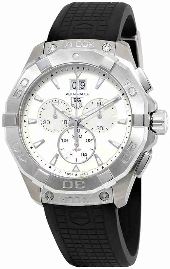 Tag Heuer Aquaracer Chronograph White Dial Black Rubber Strap Watch for Men - CAY1111.FT6041