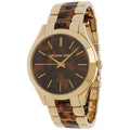 Michael Kors Slim Runway Tortoise Shell Dial Two Tone Steel Strap Watch for Women - MK4284