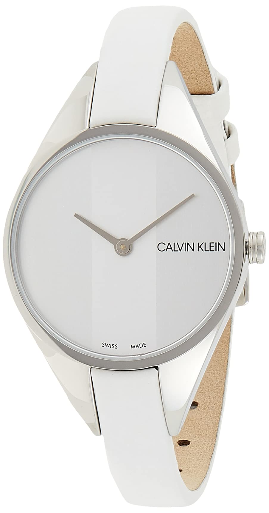 Calvin Klein Rebel White Dial White Leather Strap Watch for Women - K8P231L6