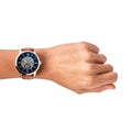 Fossil Townsman Automatic Skeleton Blue Dial Brown Leather Strap Watch for Men - ME3154