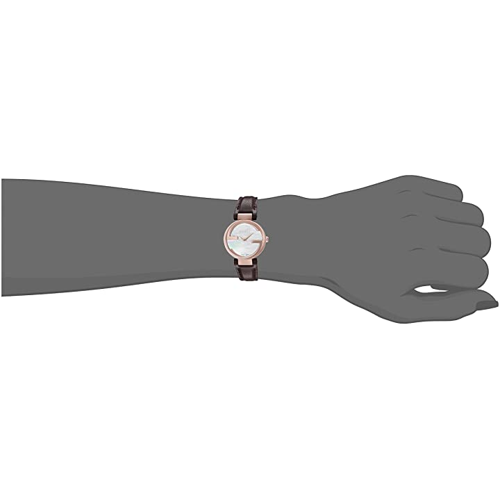 Gucci Interlocking Mother of Pearl Dial Brown Leather Strap Watch For Women - YA133516