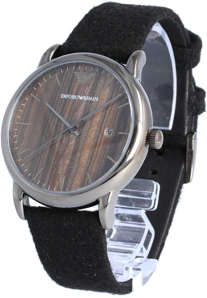 Emporio Armani Luigi Analog Brown Dial Black Leather Strap Watch For Men - AR11156