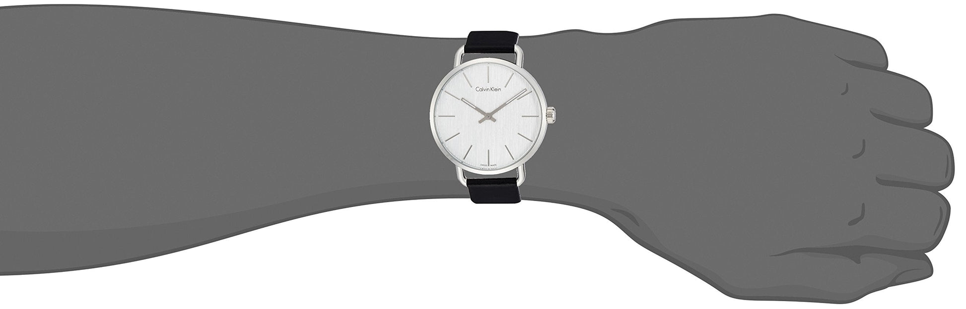 Calvin Klein Even White Dial Black Leather Strap Watch for Women - K7B211C6