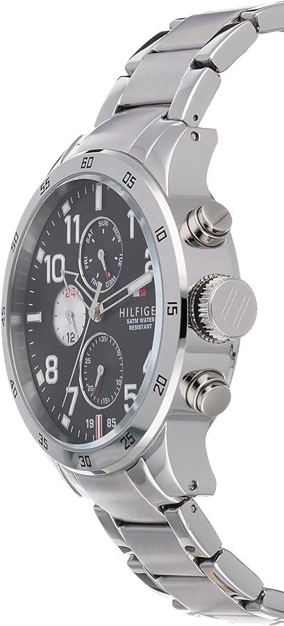 Tommy Hilfiger Cool Sport Multifunction Black Dial Silver Steel Strap Watch for Men - 1791141