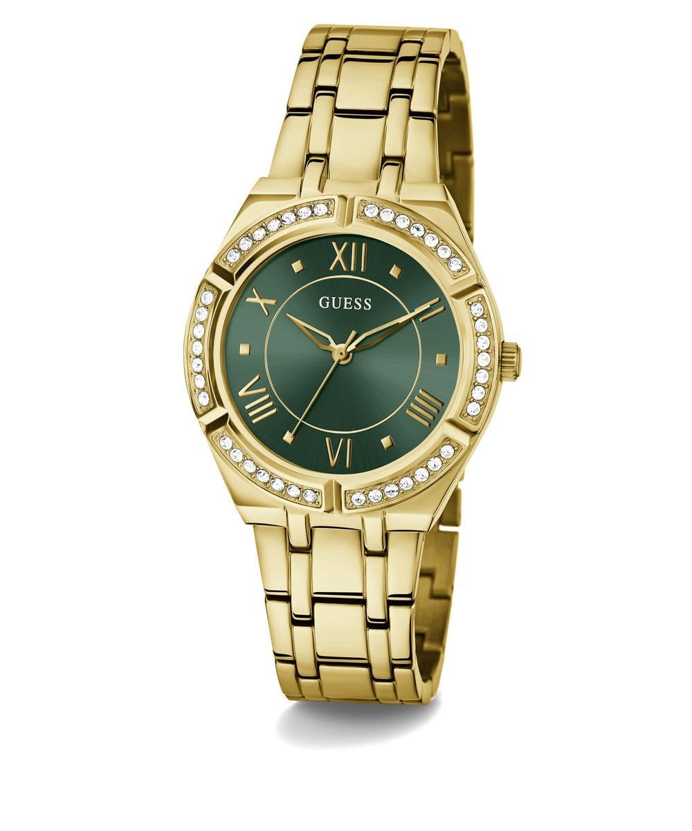 Guess Cosmo Diamonds Green Dial Gold Steel Strap Watch for Women - GW0033L8