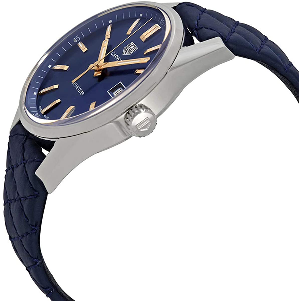 Tag Heuer Carrera Quartz Blue Dial Blue Calfskin Leather Strap Watch for Women - WAR1112.FC6391