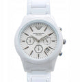 Emporio Armani Ceramica Chronograph White Dial White Steel Strap Watch For Men - AR1453