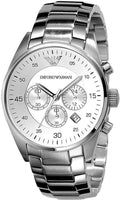 Emporio Armani Sportivo Chronograph Silver Dial Silver Steel Strap Watch For Men - AR5963