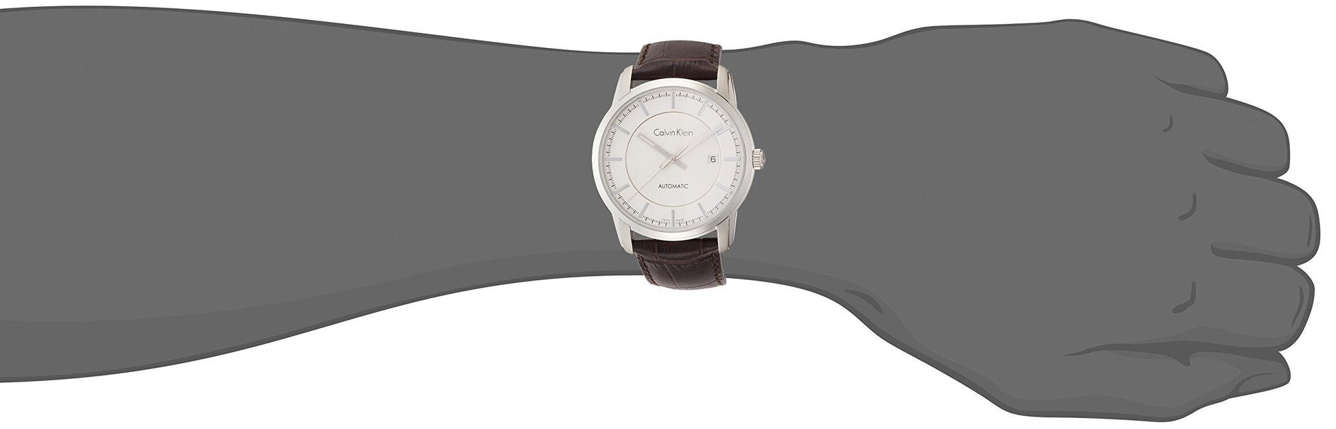 Calvin Klein Infinity Silver Dial Brown Leather Strap Watch for Men - K5S341G6