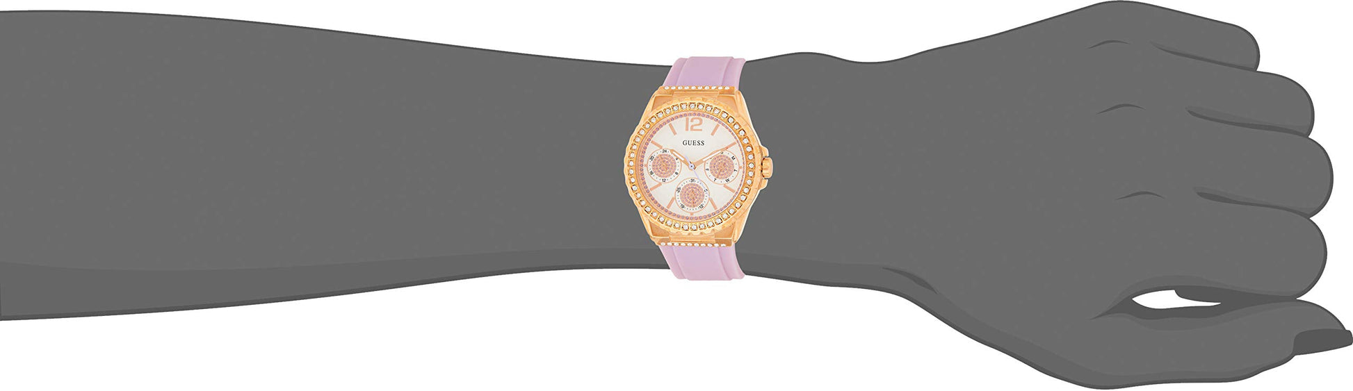 Guess Starlight Diamonds White Dial Purple Rubber Strap Watch for Women - W0846L6