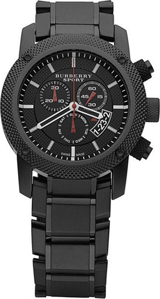 Burberry Sport Chronograph Black Dial Black Stainless Steel Strap Watch for Men - BU7703