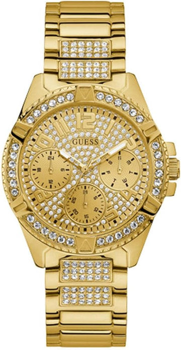 Guess Frontier Diamonds Gold Dial Gold Steel Strap Watch For Women - W1156L2