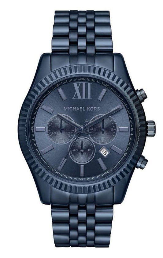 Michael Kors Lexington Chronograph Blue Dial Blue Steel Strap Watch for Men - MK8480