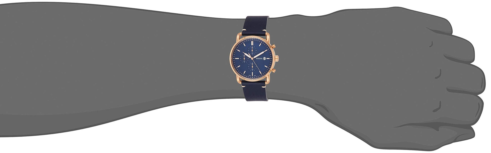 Fossil The Commuter Chronograph Blue Dial Blue Leather Strap Watch for Men - FS5404