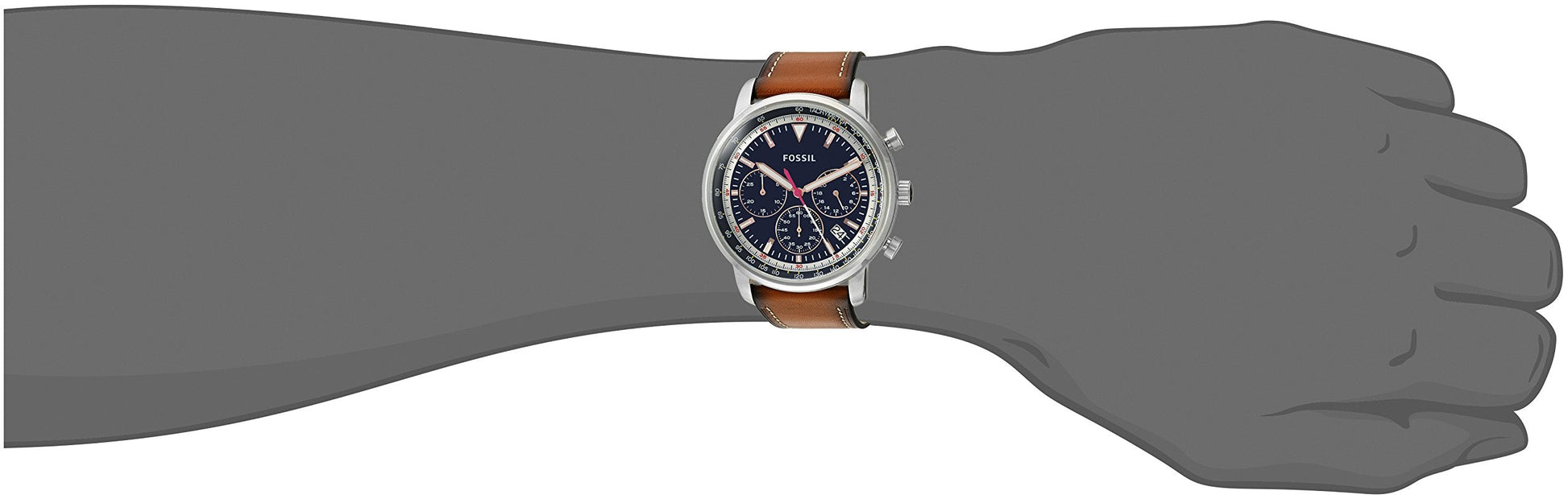 Fossil Goodwin Chronograph Blue Dial Brown Leather Strap Watch for Men - FS5414