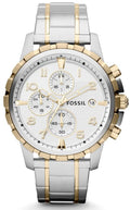 Fossil Dean Chronograph White Dial Two Tone Steel Strap Watch for Men - FS4795