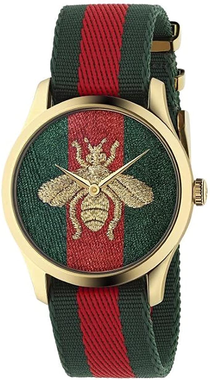 Gucci Le Marche des Merveilles Bee Motif Two Tone Dial Two Tone NATO Strap Unisex Watch - YA126487