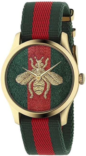 Gucci Le Marche des Merveilles Bee Motif Two Tone Dial Two Tone NATO Strap Unisex Watch - YA126487