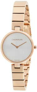 Calvin Klein Authentic White Dial Rose Gold Steel Strap Watch for Women - K8G23646