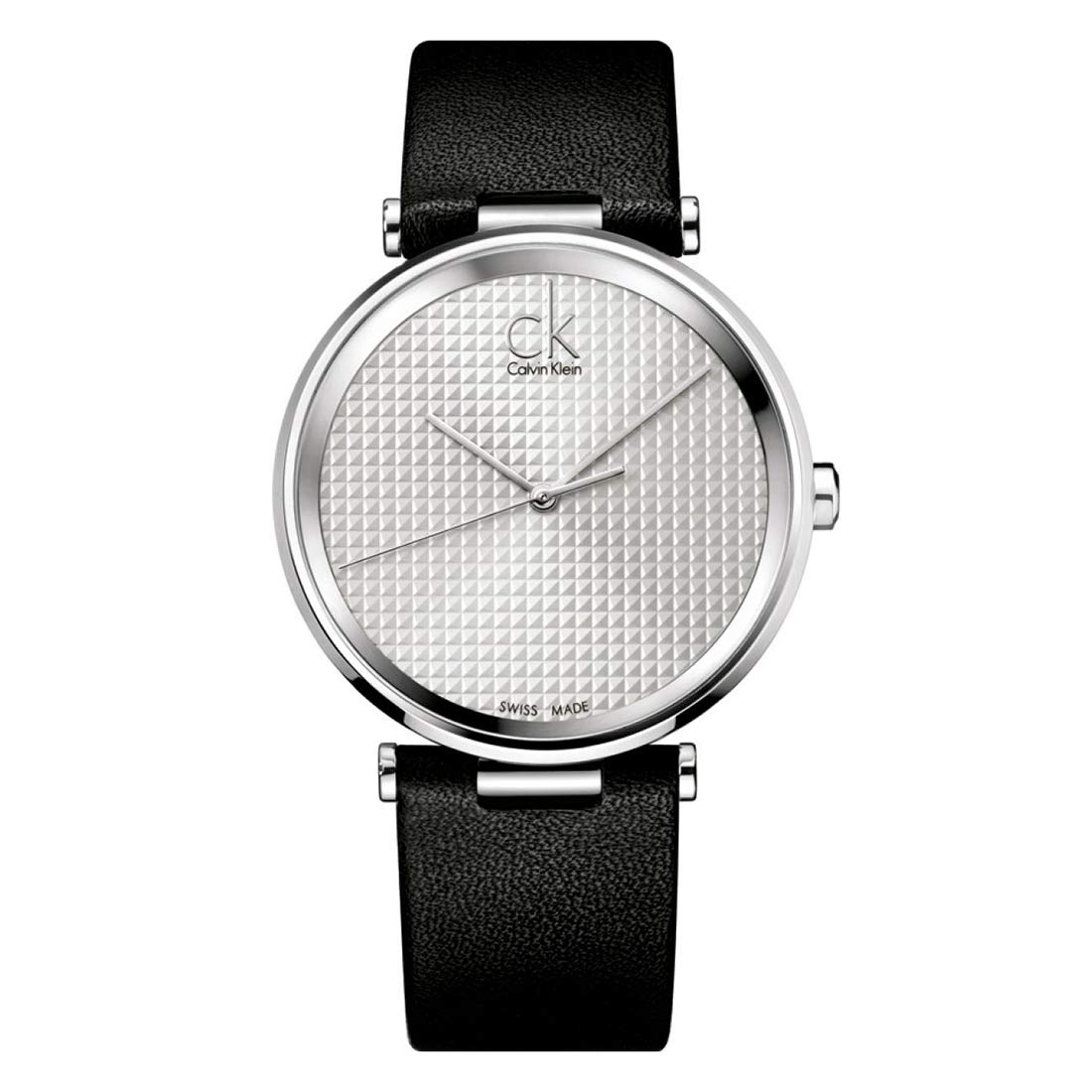 Calvin Klein Sight Silver Dial Black Leather Strap Watch for Men - K1S21120