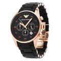 Emporio Armani Sportivo Chronograph Black Dial Black Steel Strap Watch For Men - AR5905