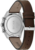 Hugo Boss Champion Chronograph Grey Dial Brown Leather Strap Watch for Men - 1513815