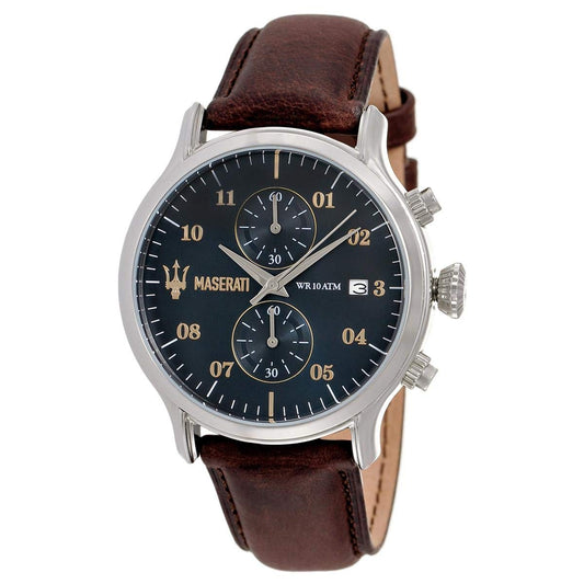 Maserati Epoca Chronograph Blue Dial Brown Leather Watch For Men - R8871618001