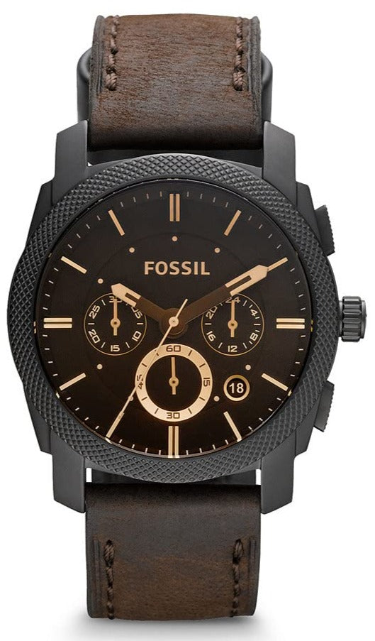 Fossil Machine Flight Chronograph Brown Dial Brown Leather Strap Watch for Men - FS4656