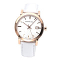 Burberry The City White Dial White Leather Strap Watch for Women - BU9012